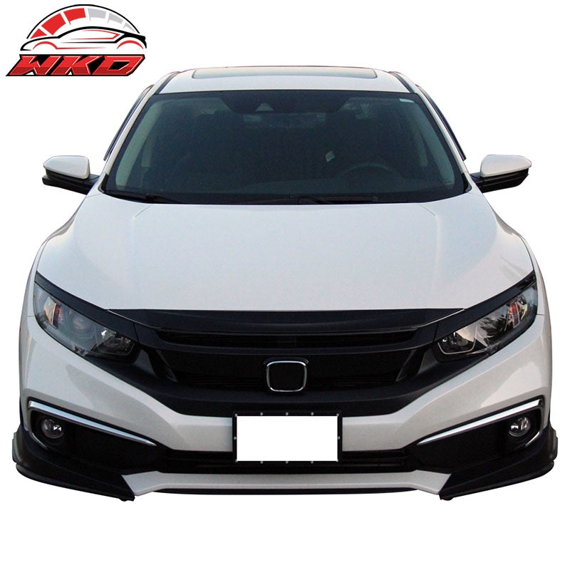 Fits 19-21 Honda Civic Modulo Style Front Bumper Lip Side Apron Unpainted PP 2PC