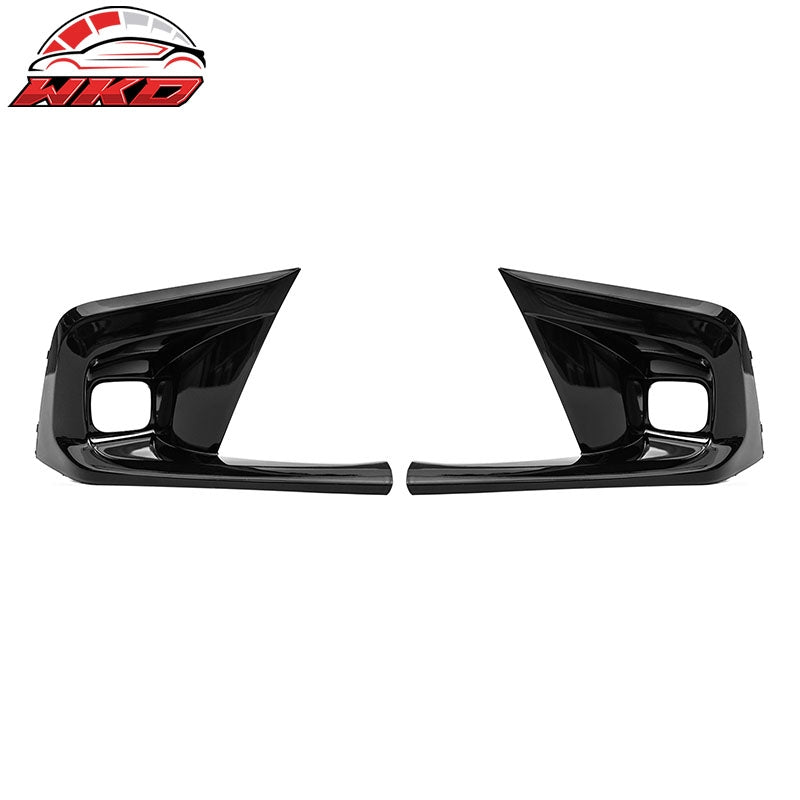 Fits 2022-2024 Honda Civic OE Style Fog Light Bezels Square Hole Gloss Black