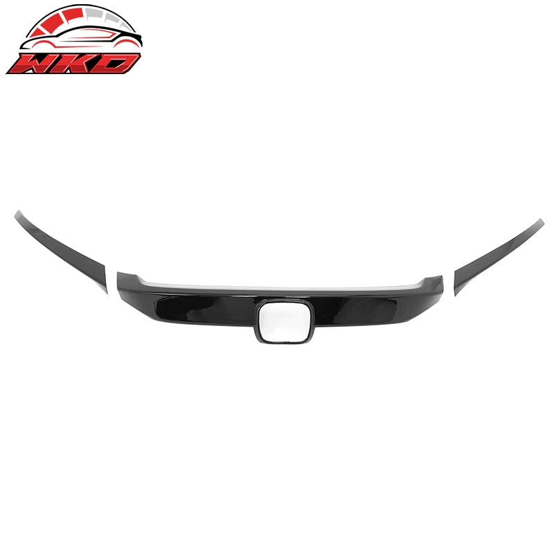 Fits 16-21 Honda Civic OE Style Front Bumper Grille Cover Trim ABS - Gloss Black