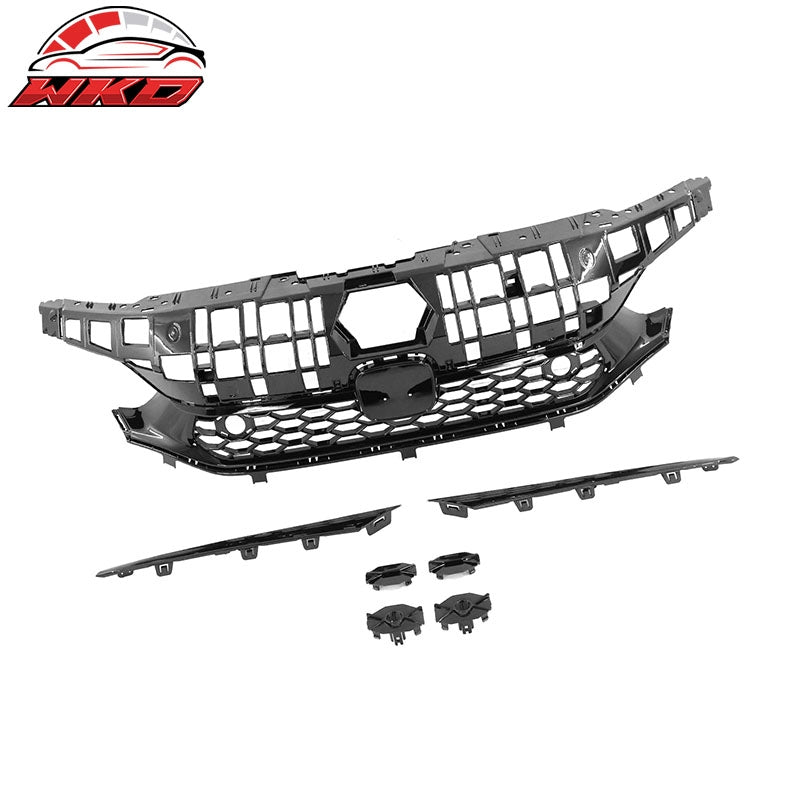 Fits 22-24 Honda Civic Sedan Type R Front Bumper Grille Cover Trim Gloss Black