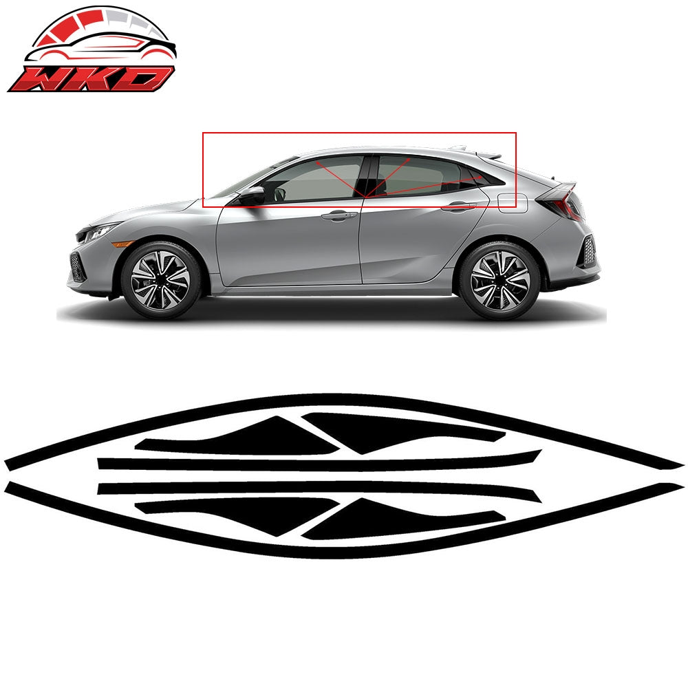 Fits 17-20 Honda Civic Hatchback Window Trim Chrome Delete Vinyl Gloss Black