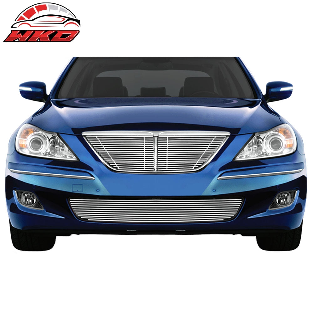 Fits 09-11 Hyundai Genesis Billet Chrome Front Insert Grille Stainless Steel