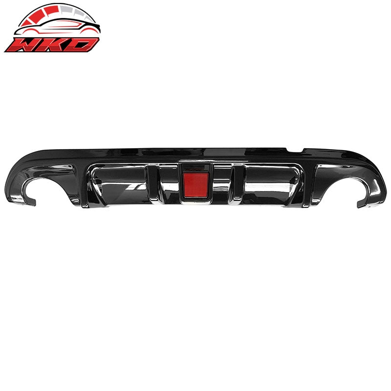 Fits 14-17 Infiniti Q50 Gloss Black LED Brake Light PP Rear Bumper Lip Diffuser