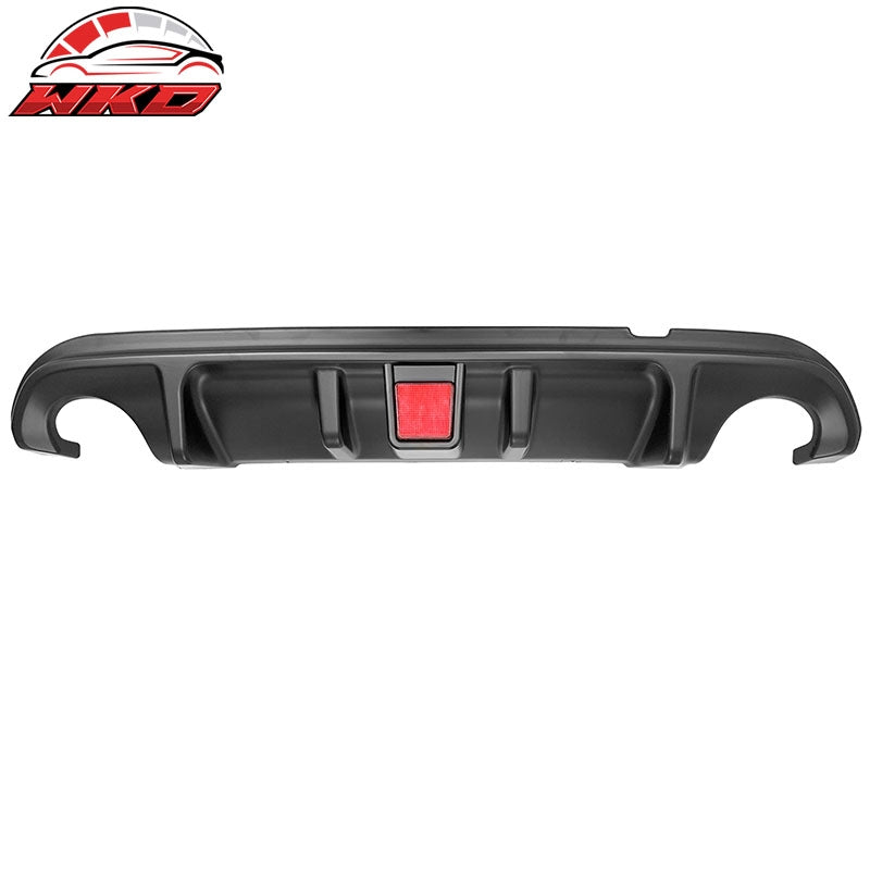 Fit 14-17 Infiniti Q50 Rear Bumper Lip Diffuser LED W/Brake Light PP Matte Black
