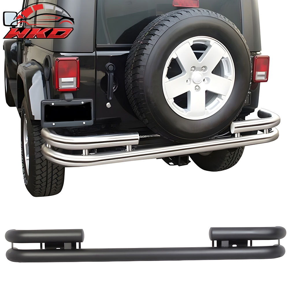 Fits 76-06 Jeep Wrangler CJ TJ OE Double Tube Rear Bumper Bar Stainless Steel