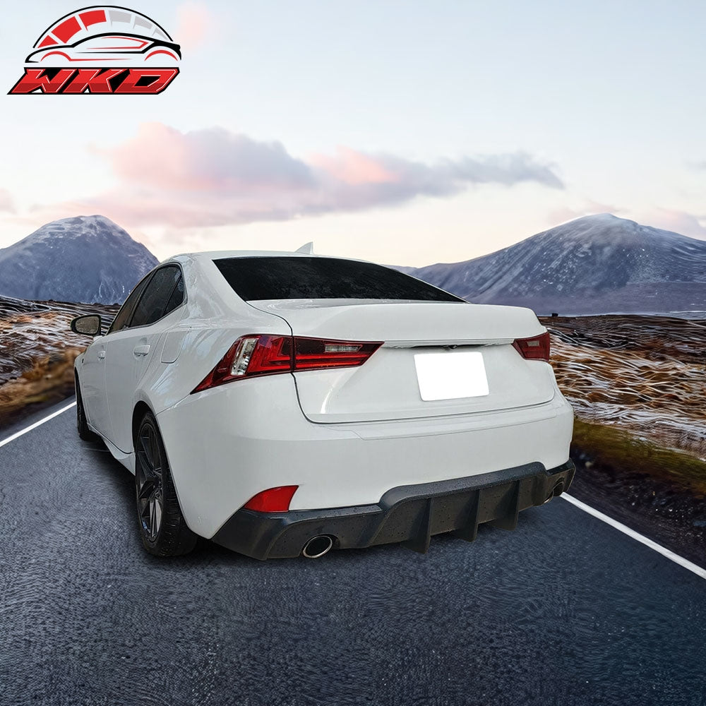 Fits 14-16 Lexus IS250 IS350 IS300 W Style Rear Bumper Lip Shark Fin Diffuser PU