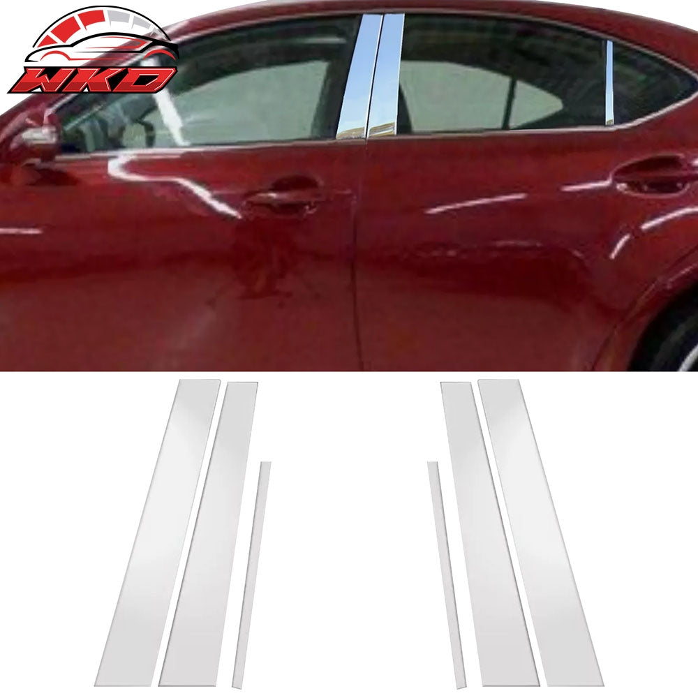 Fits 06-13 Lexus IS250 IS350 Sedan 6PC Side Window Pillar Post Door Trims Chrome