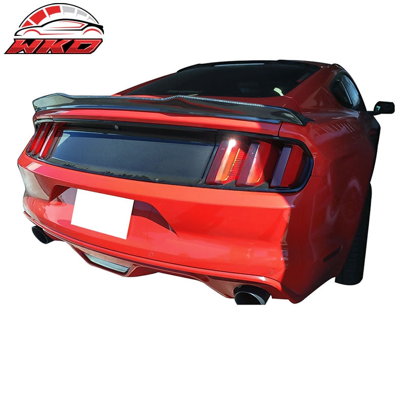 Fits 15-23 Ford Mustang S550 V Style Trunk Spoiler - Matte Forged Carbon Fiber