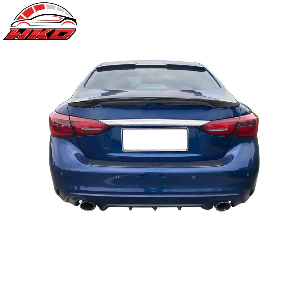 Fits 14-24 Infiniti Q50 OE Style Carbon Fiber Print Trunk Spoiler Wing Lip ABS