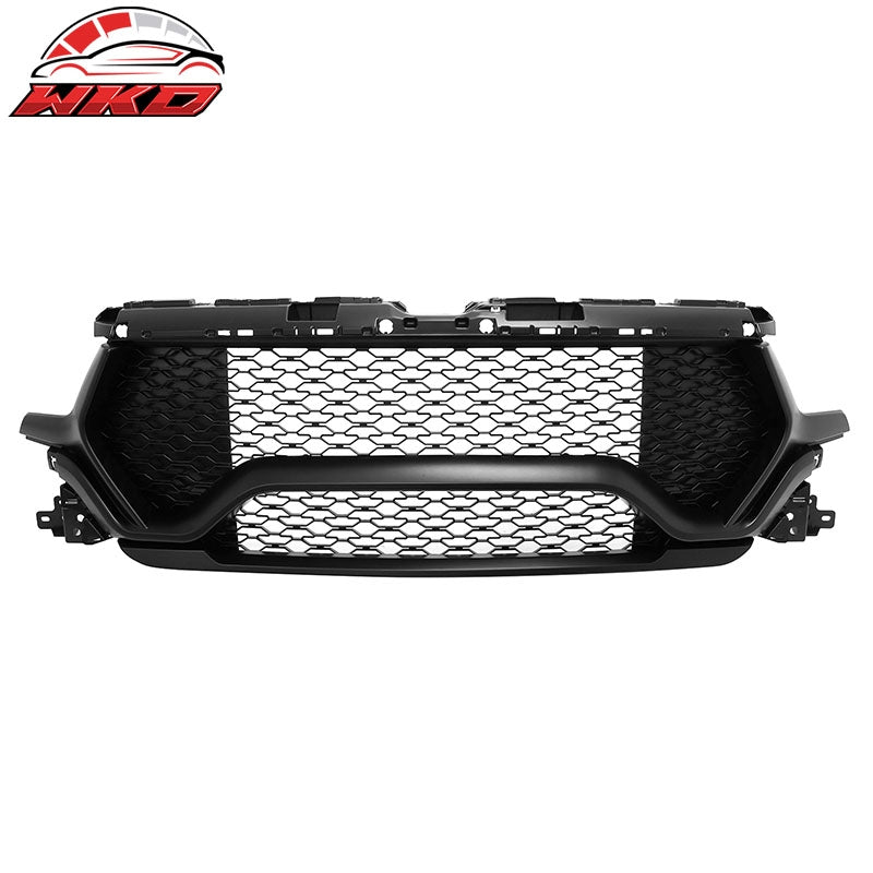 Fits 19-24 Ram 1500 Longhorn TRX Style Front Bumper Hood Grille Matte Black ABS