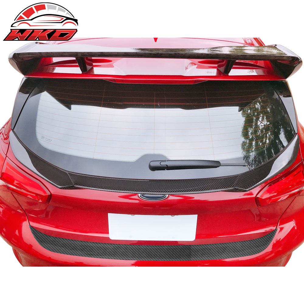 Fits 18-20 Ford Focus Hatchback V Style Rear Bumper Guard Protector Carbon Fiber