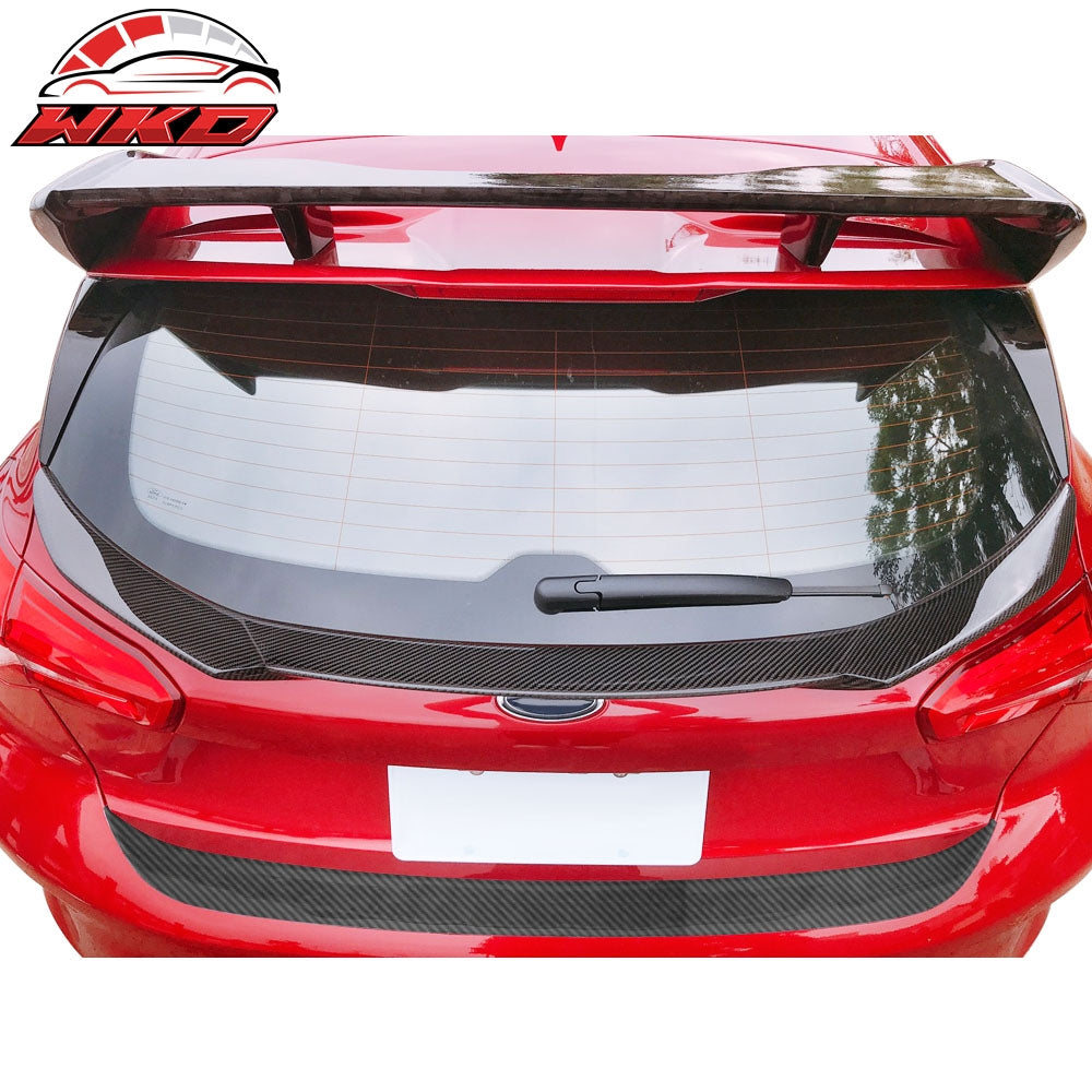 Fits 18-20 Ford Focus Hatchback V Style Rear Bumper Guard Protector Carbon Fiber