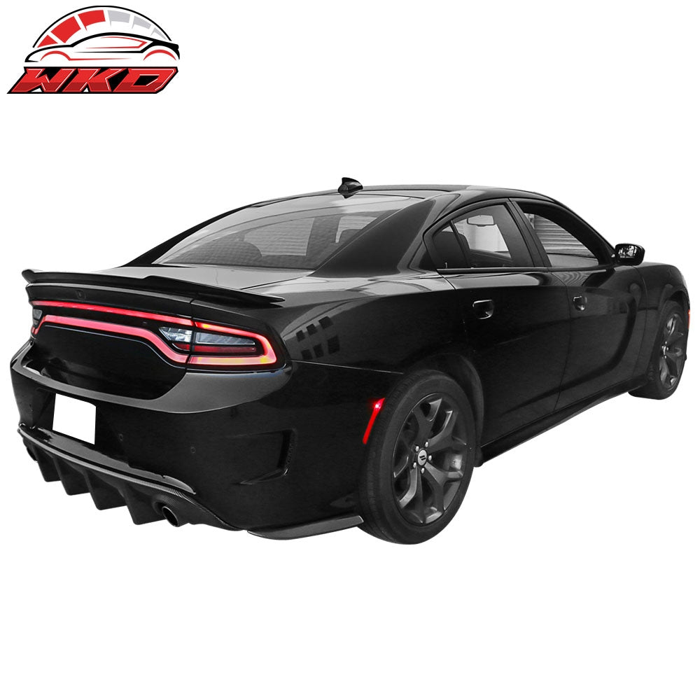 Fits 15-23 Dodge Charger Rear Bumper Lip Side Apron Spat 2PC Carbon Fiber Print