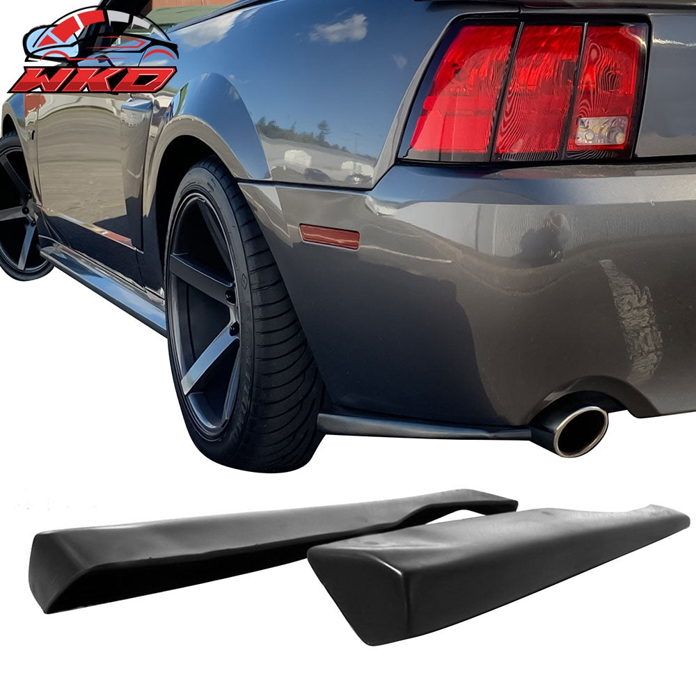 Fits 99-04 Ford Mustang MDA Style Rear Bumper Lip Corner Apron Black PU - 2PCS