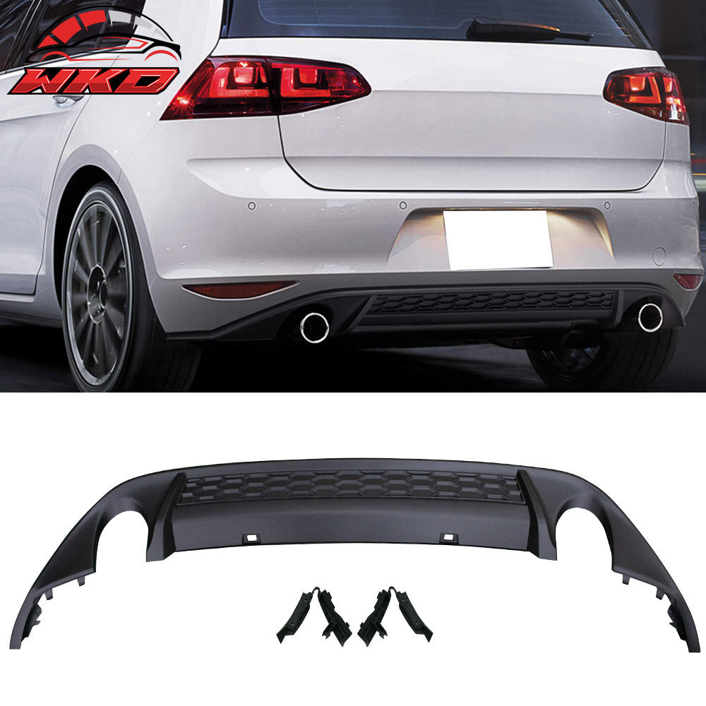 Fits 15-17 VW Golf 7 MK7 Rear Bumper Diffuser Single Muffler Twin Outlet