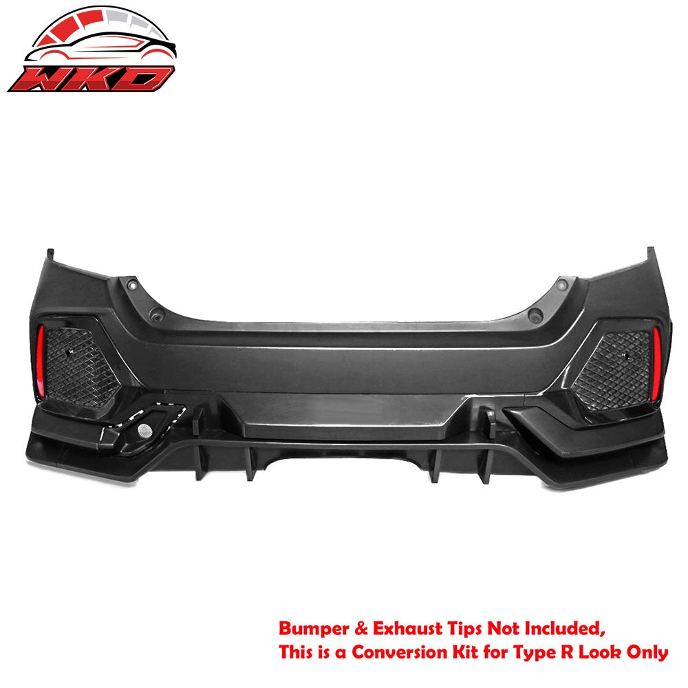 Fits 17-21 Honda Civic Hatchback Type R Rear Bumper Garnish Conversion Kit - PP