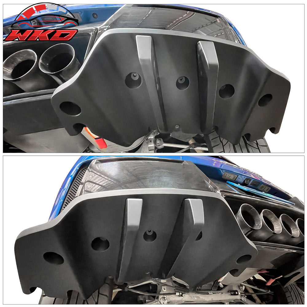 Fits 14-19 Chevy Corvette C7 Stingray 2PCS Rear Bumper Diffuser Primer Black ABS