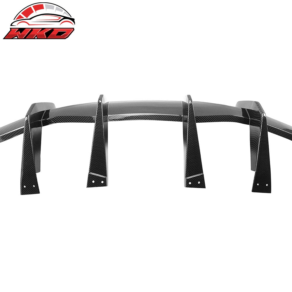 Fits 20-25 Chevy Corvette C8 Rear Bumper Diffuser Fin Lip Carbon Fiber Print ABS