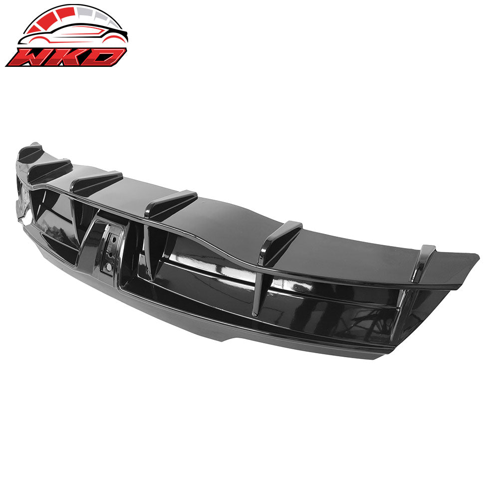 Fits 20-24 Tesla Model Y IKON Gloss Black Rear LED Diffuser Lip W/ Corner Aprons