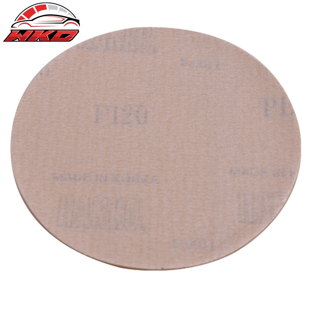 Dry 5Inch No Hole Sand Paper Disc 120 Grit Auto Repair Sanding Sandpaper 50PC