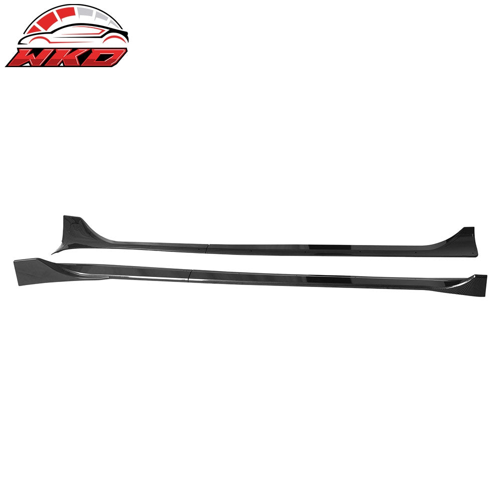 Fits 25-26 Tesla Model Y Juniper Side Skirts Carbon Fiber Print Rocker Panel 2PC