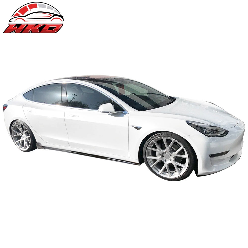 Fits 17-25 Tesla Model 3 V Style 6PCS Side Skirts Extension Panel PP Matte Black