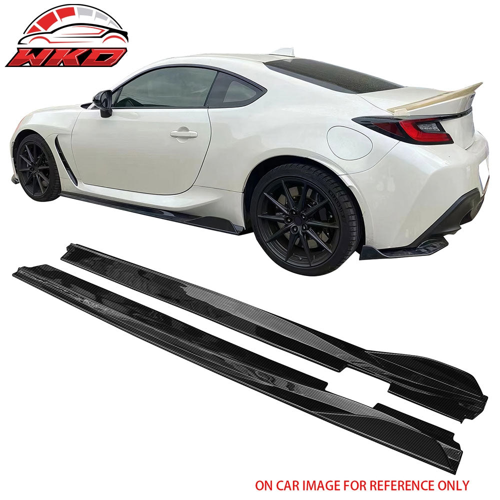 Fits 22-26 Toyota GR86/Subaru BRZ IKON V2 Side Skirts Carbon Fiber Print ABS