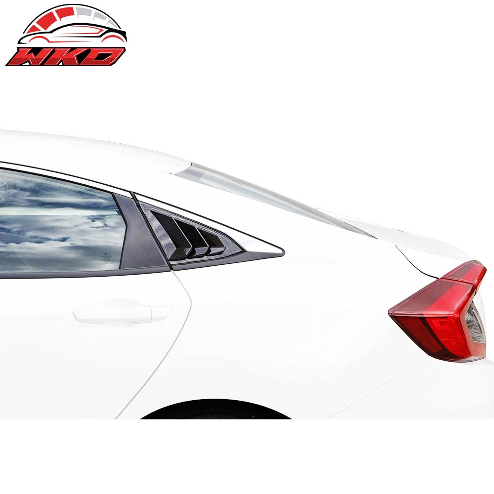 Fits 16-21 Honda Civic Sedan Rear Side Window Louver Cover Carbon Fiber Print