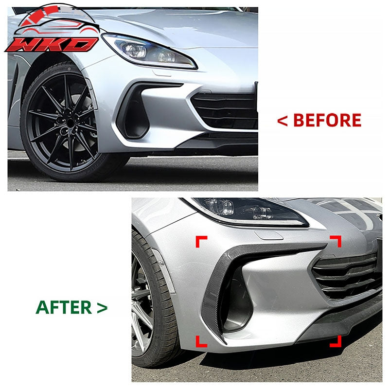 Fits 22-26 Subaru BRZ IKON Front Bumper Side Splitter Canards Carbon Fiber Print