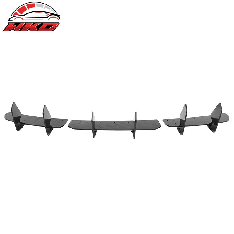 Fits 24-26 Tesla Model 3 IKON Rear Bumper Lip Diffuser Shark Fin Gloss Black 3PC