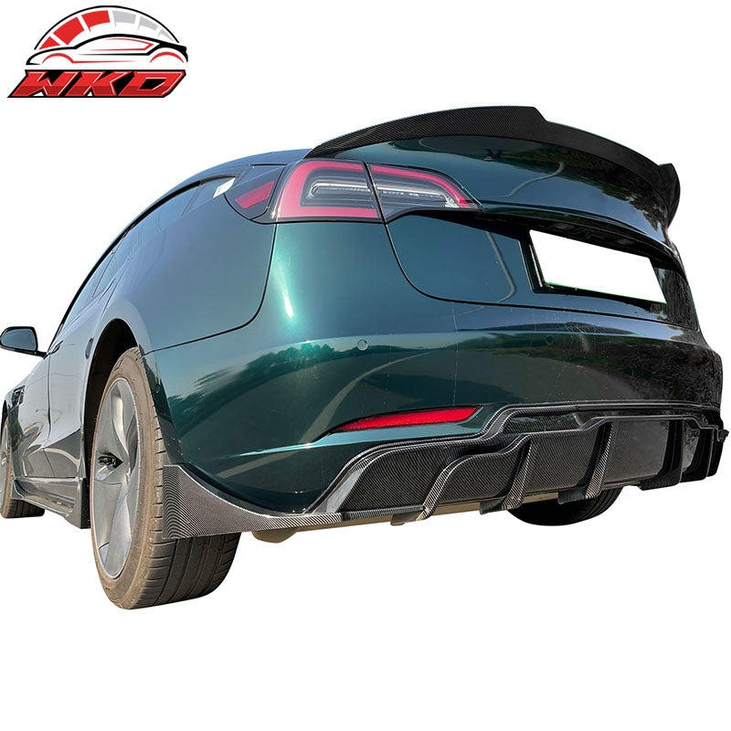 Fits 17-23 Tesla Model 3 IKON Style Rear Trunk Spoiler Wing - Carbon Fiber Print