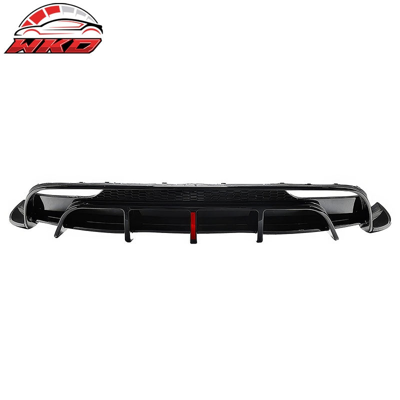Fits 24-26 Tesla Model 3 Rear Bumper Lip Diffuser Valance W/LED PP Gloss Black