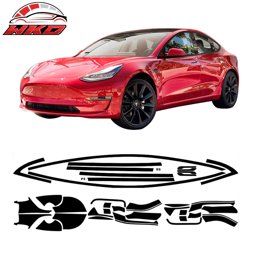 Fits 17-23 Tesla Model 3 Window Trim Chrome Delete - Gloss Black