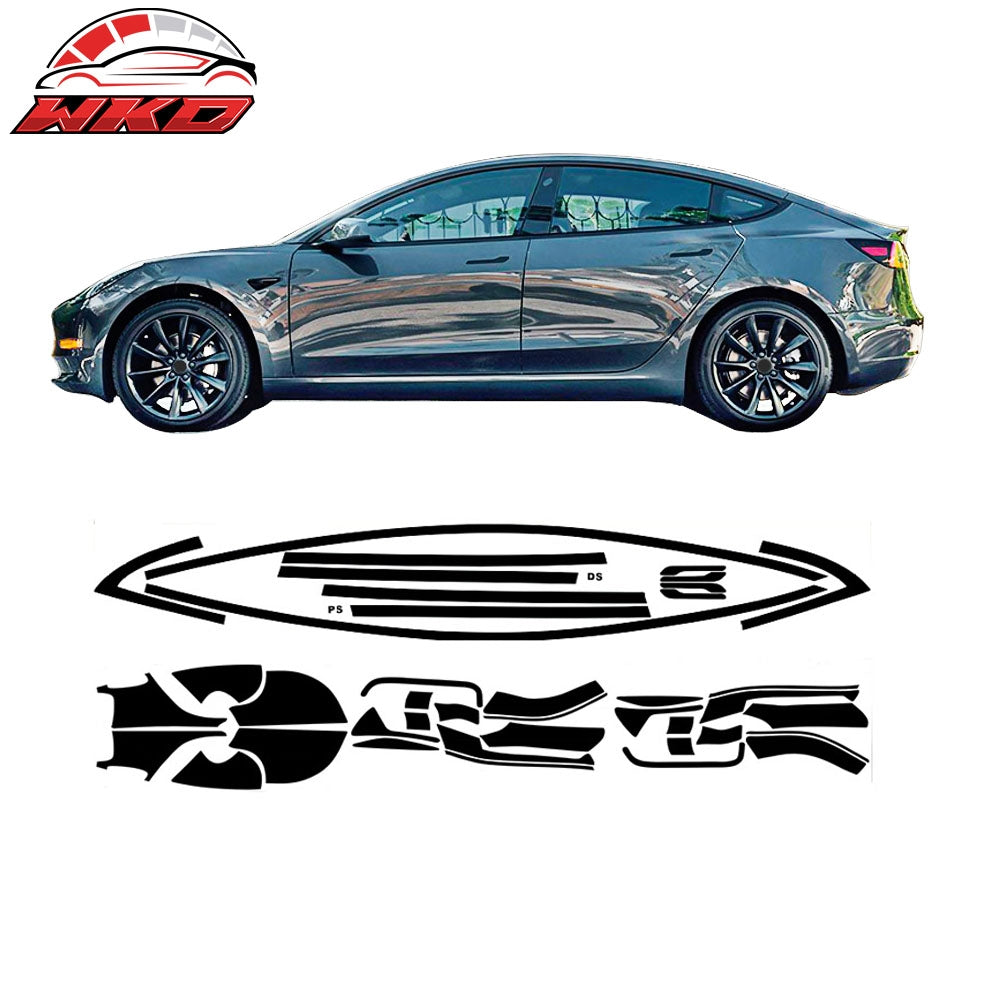 Fits 17-23 Tesla Model 3 Chrome Delete Blackout Vinyl Window Trim - Matte Black