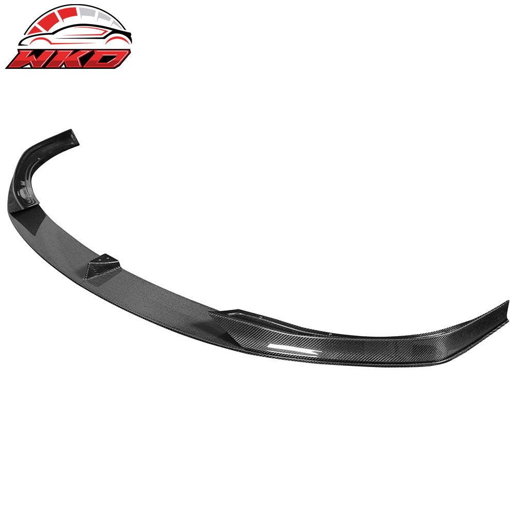 Fit 21-25 Tesla Model S V Style Gloss Black Carbon Fiber CF Front Bumper Lip 3PC