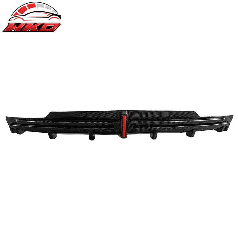 Fits 16-21 Tesla Model S LED Rear Bumper Diffuser W/ Fin PP Carbon Fiber Print