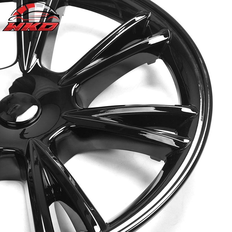Fits 20-24 Tesla Model Y 19'' Arachnid Wheel Hubcaps Rim Covers Gloss Black 4PCS