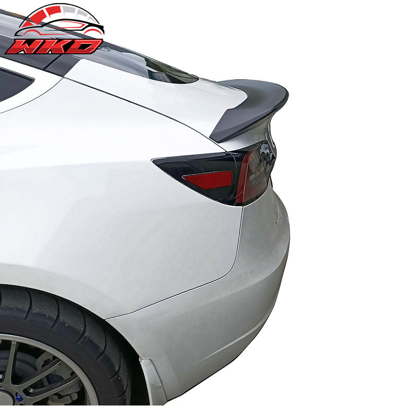 Fits 17-23 Tesla Model 3 S Style Rear Trunk Spoiler Wing Lip Unpainted Black ABS