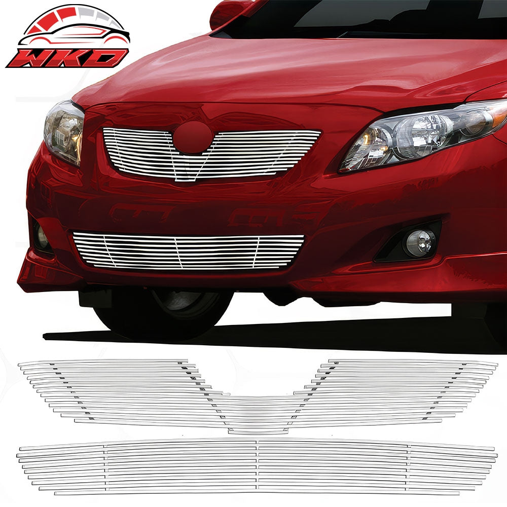 For 09-10 Toyota Corolla Billet Style Chrome Front Insert Grille Stainless Steel