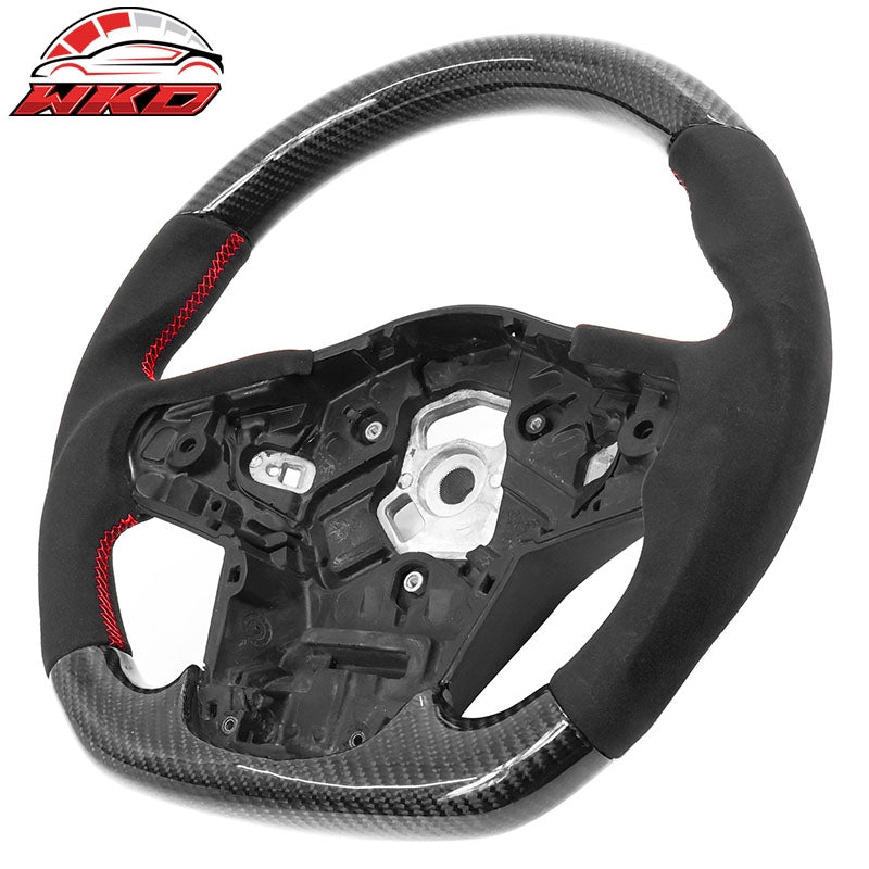 Fits 20-26 Toyota GR Supra A90 A91 Carbon Fiber CF Steering Wheel W/Red Stitch