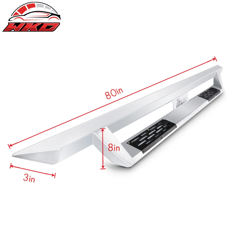 Fits 05-22 Toyota Tacoma Double Cab IKON V1 Style Steel Running Boards Silver