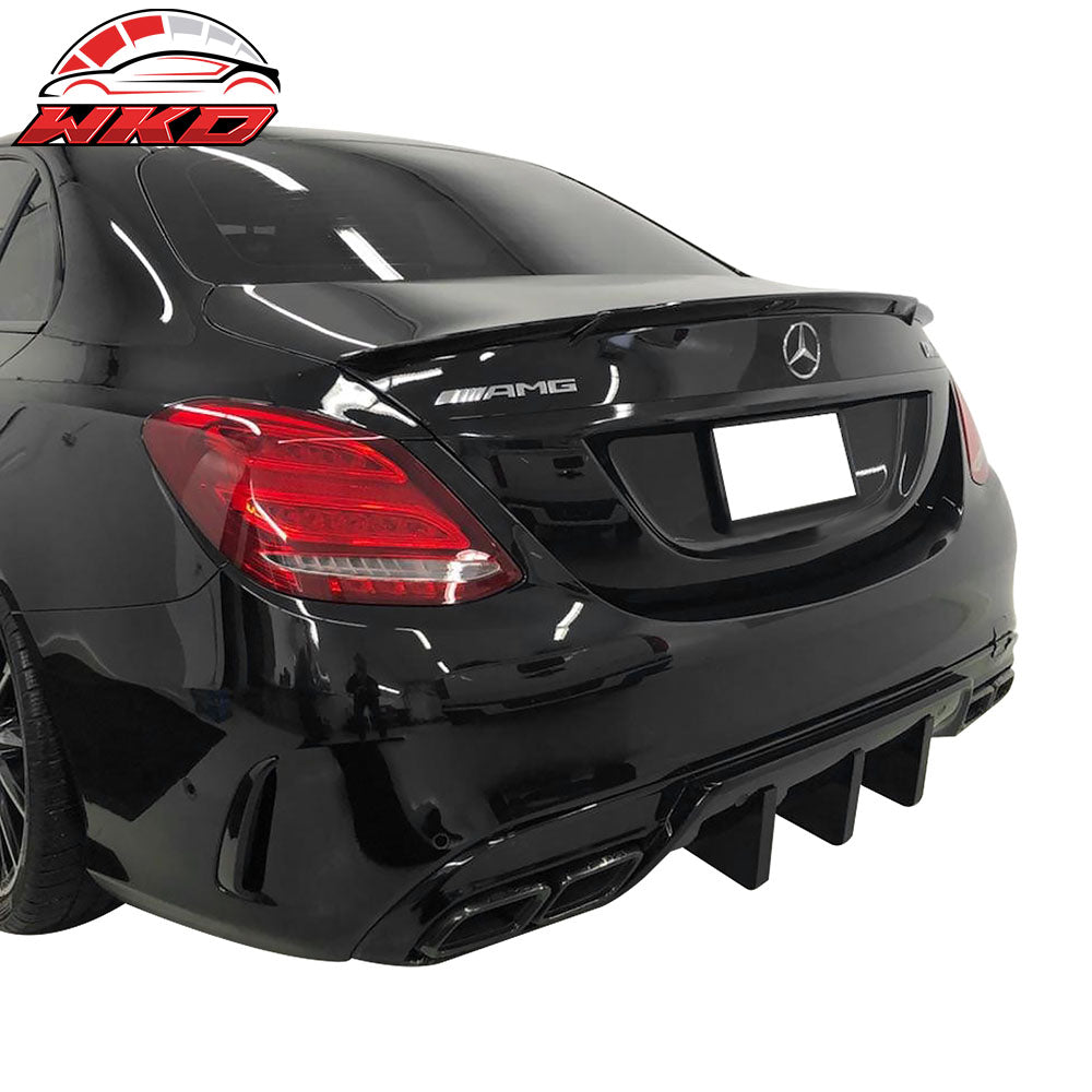 Fits 15-21 Benz W205 C Class B Style Trunk Spoiler Painted #040 Black Rear Wing