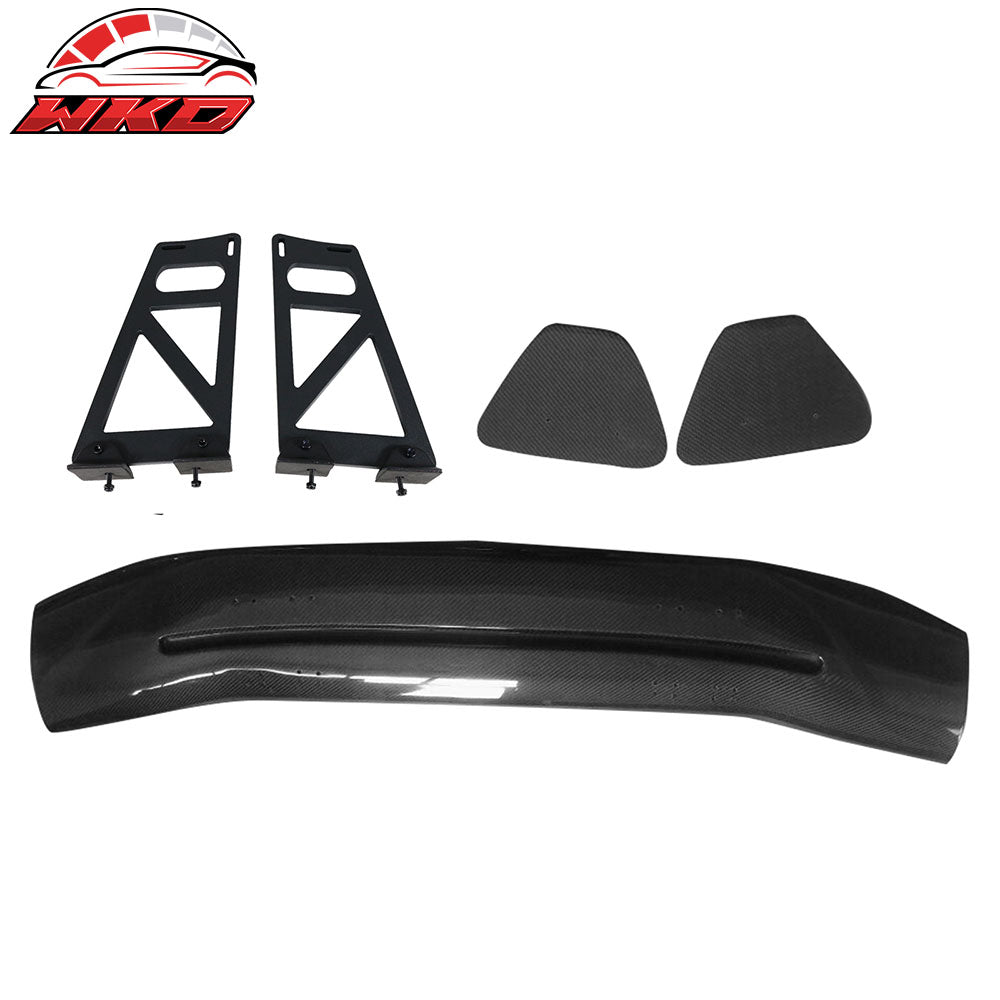 Universal 56" Inch GT Style 3D Carbon Fiber Trunk Spoiler V3 Side Plates V6 Legs