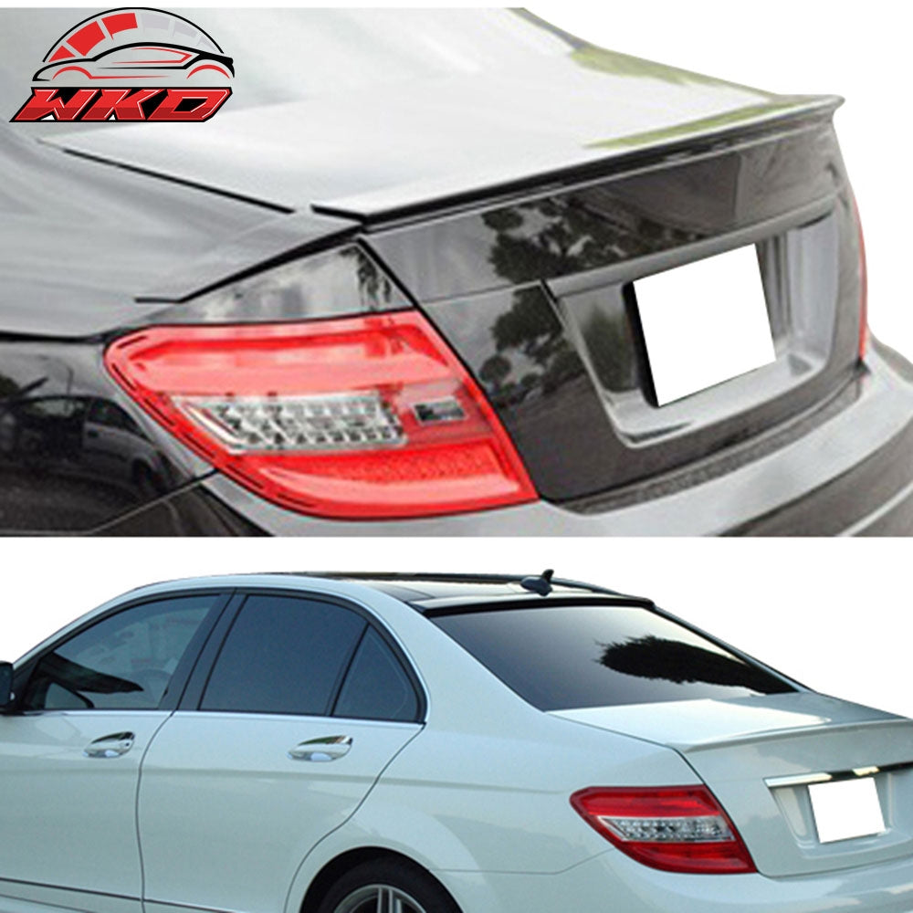 Fits 08-14 W204 Sedan B Type Trunk & OE Roof Wing Painted #197 Obsidian Black