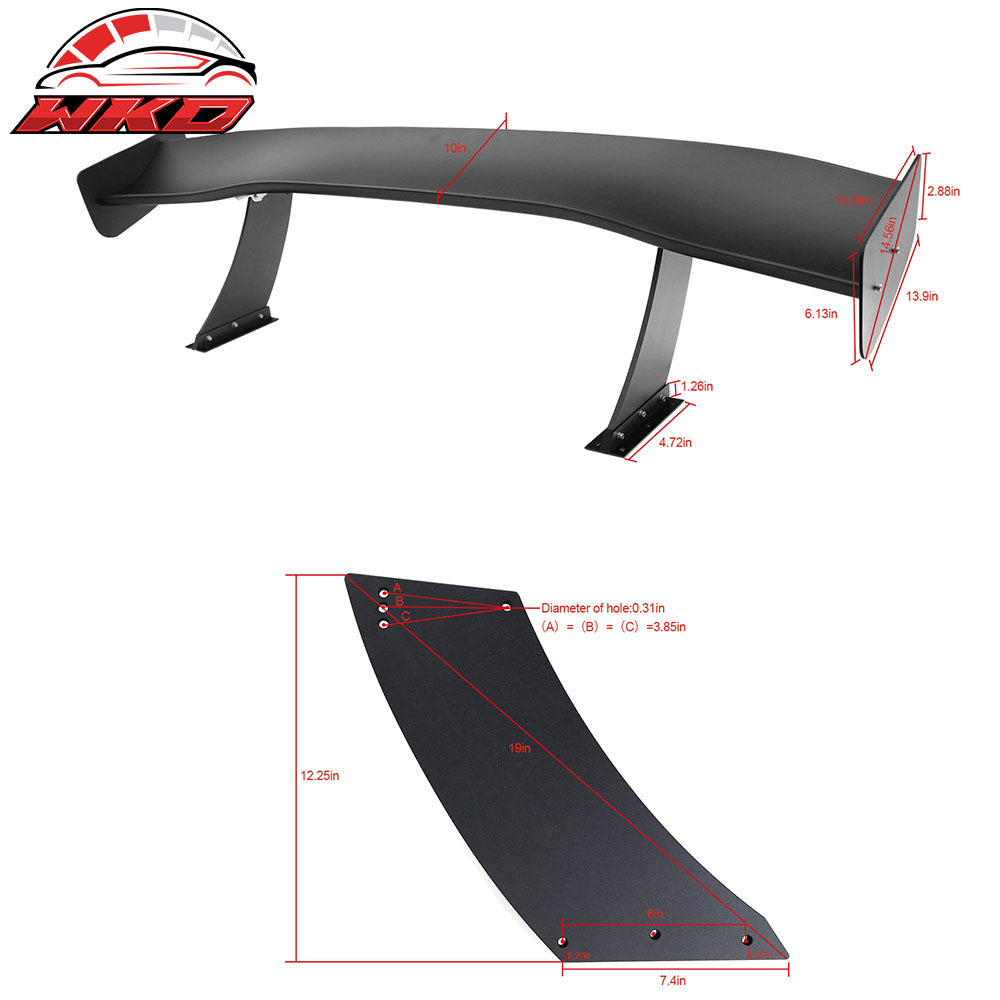 Universal 67" GTC300 Style Trunk Spoiler Rear Racing Wing (V4A Leg + Side Plate)