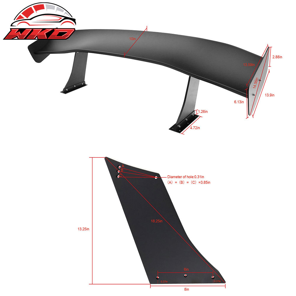 Universal 67" GTC300 Style Trunk Spoiler Rear Racing Wing (V4C Leg + Side Plate)