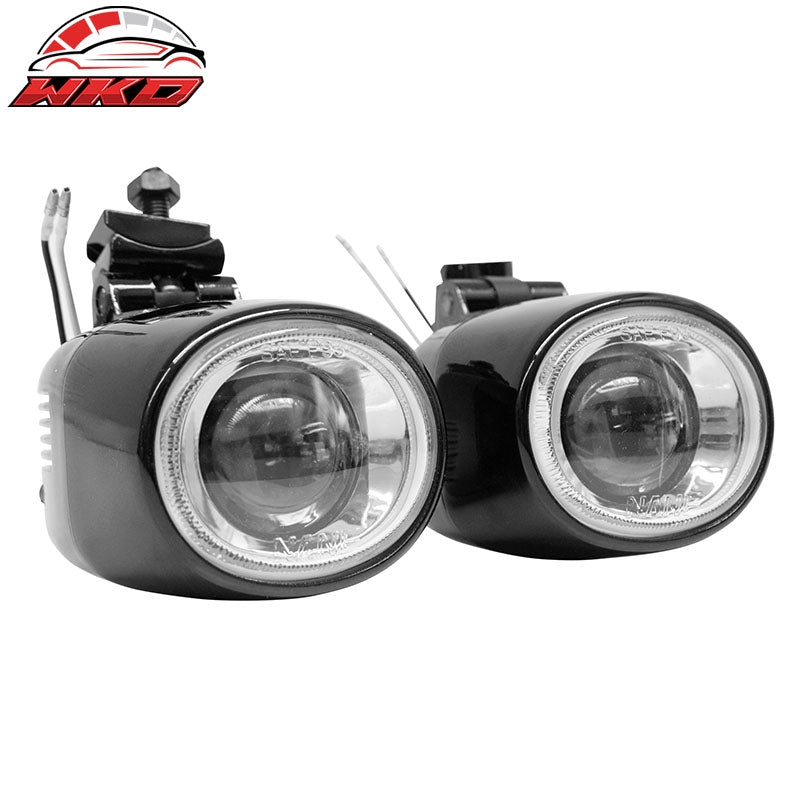 Universal RH LH Front Bumper Driving Fog Lights Lamps Black Housing W/Clear Lens