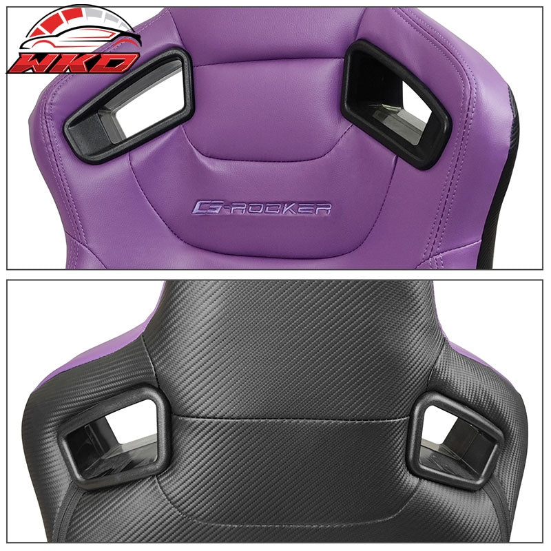 Universal Pair Reclinable Racing Seat + Dual Slider Purple PU & Carbon Leather