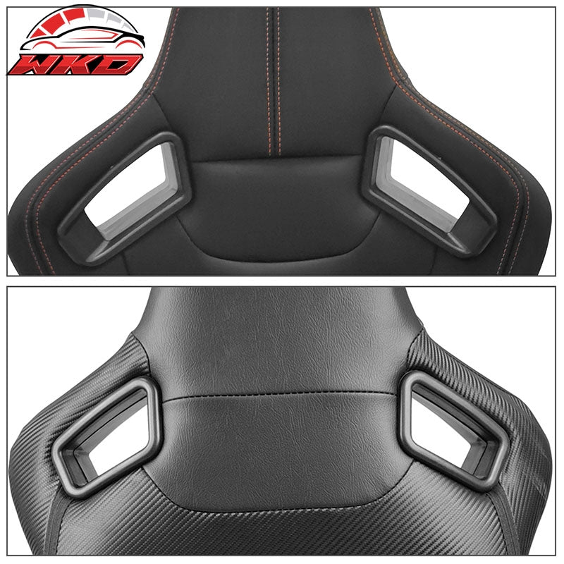 Universal X2 Reclinable Big Style Racing Seat + Dual Slider PU Carbon Black
