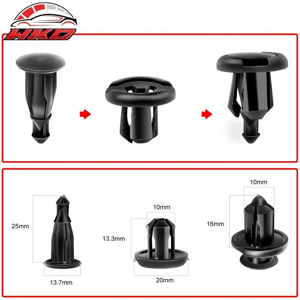 20PCSx10mm Nylon Rivet Fastener Bumper Clip Retainer Screw Fits Honda Acura